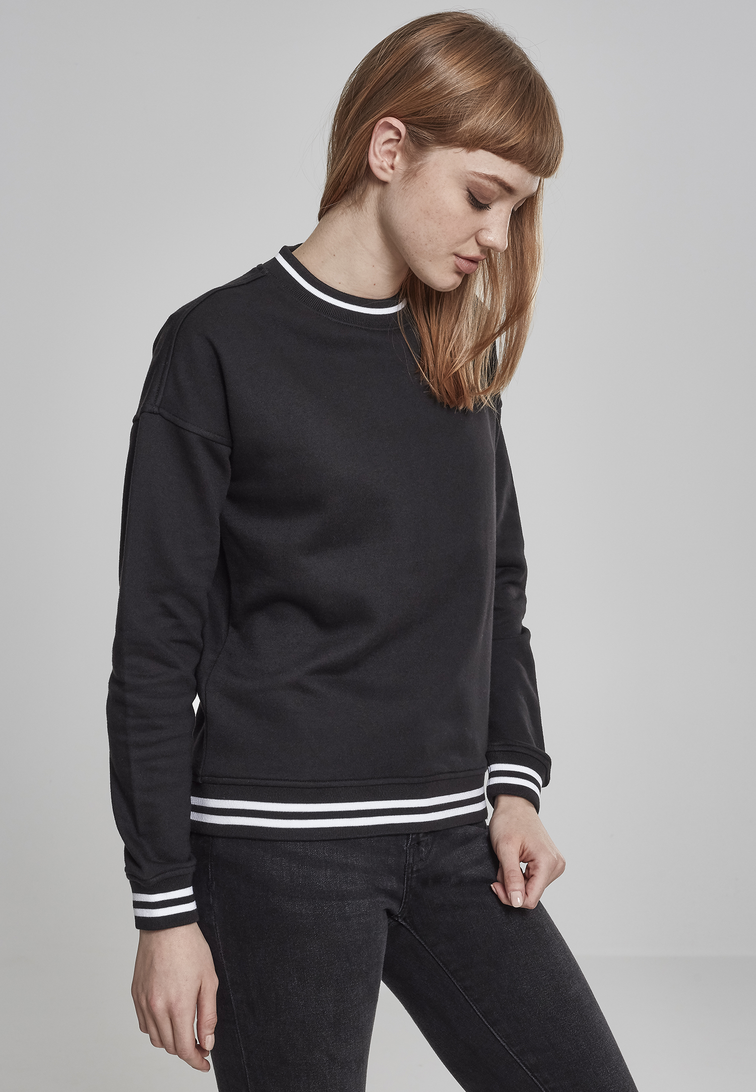 Urban Classics Damen Pullover Sweatshirt Longshirt Pulli Oversize Stripe Sweater
