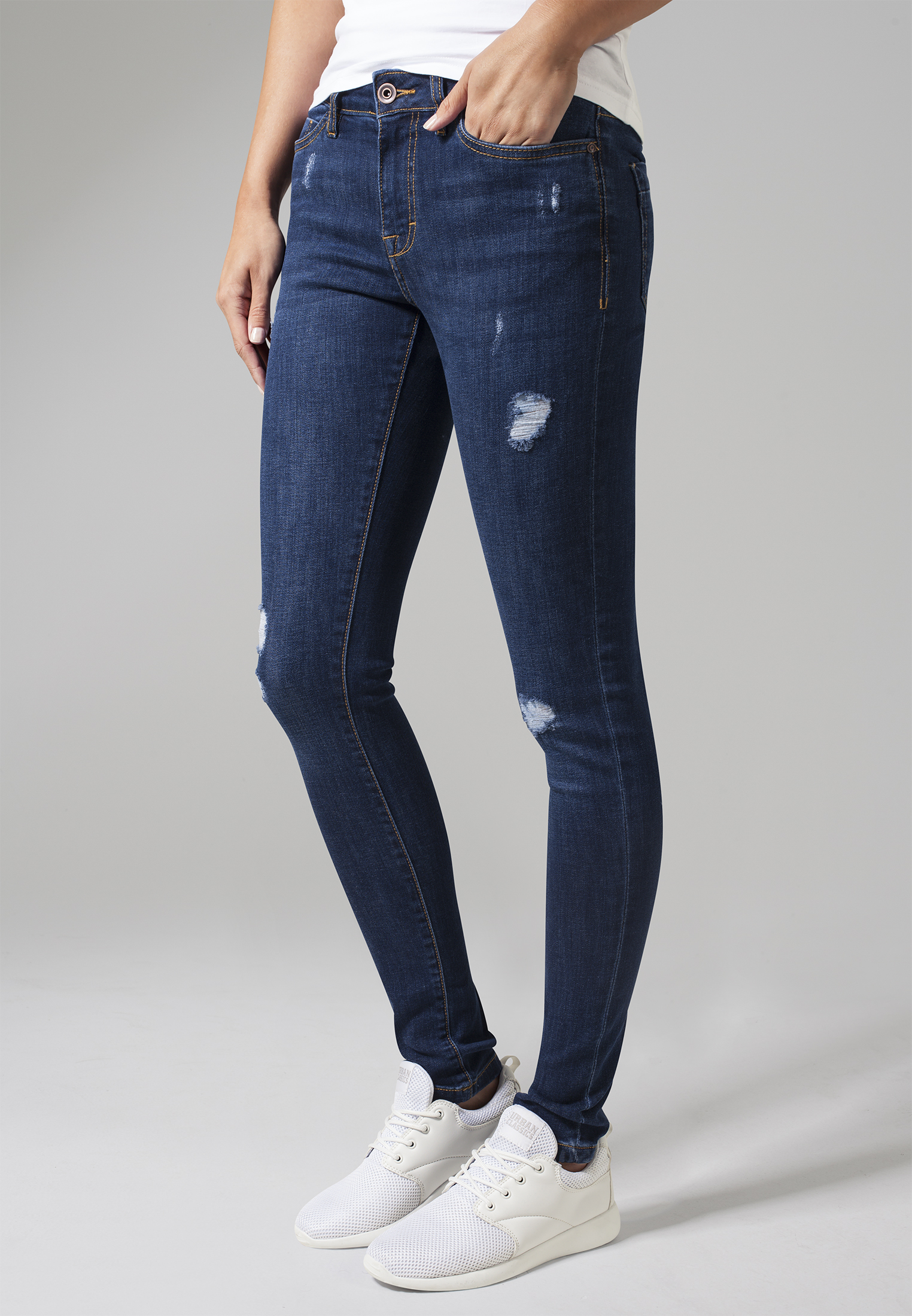 Urban classics Ladies Ripped Denim Pants Jeans Trousers Cracks Holes ...